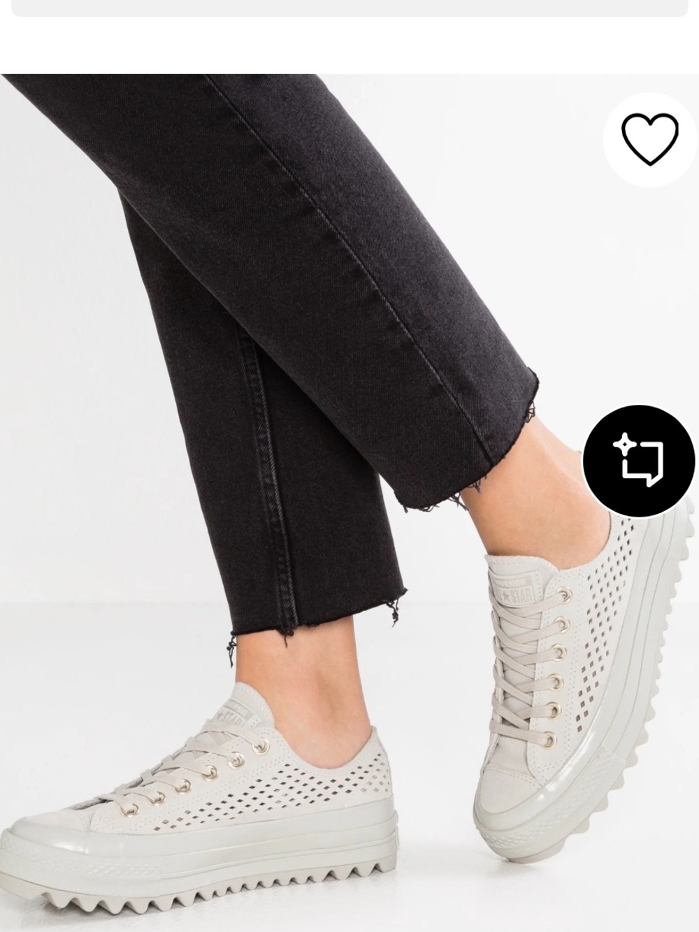 Converse Women's CTAS Lift Ripple OX  Suede Low Top Sneakers in Light Gray